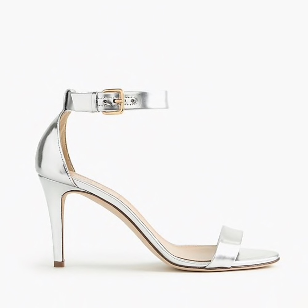 J. Crew silver ankle strap nudist Sandals